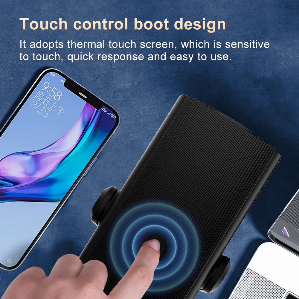 Mandy Rechargeable Mini Projector showing the power button