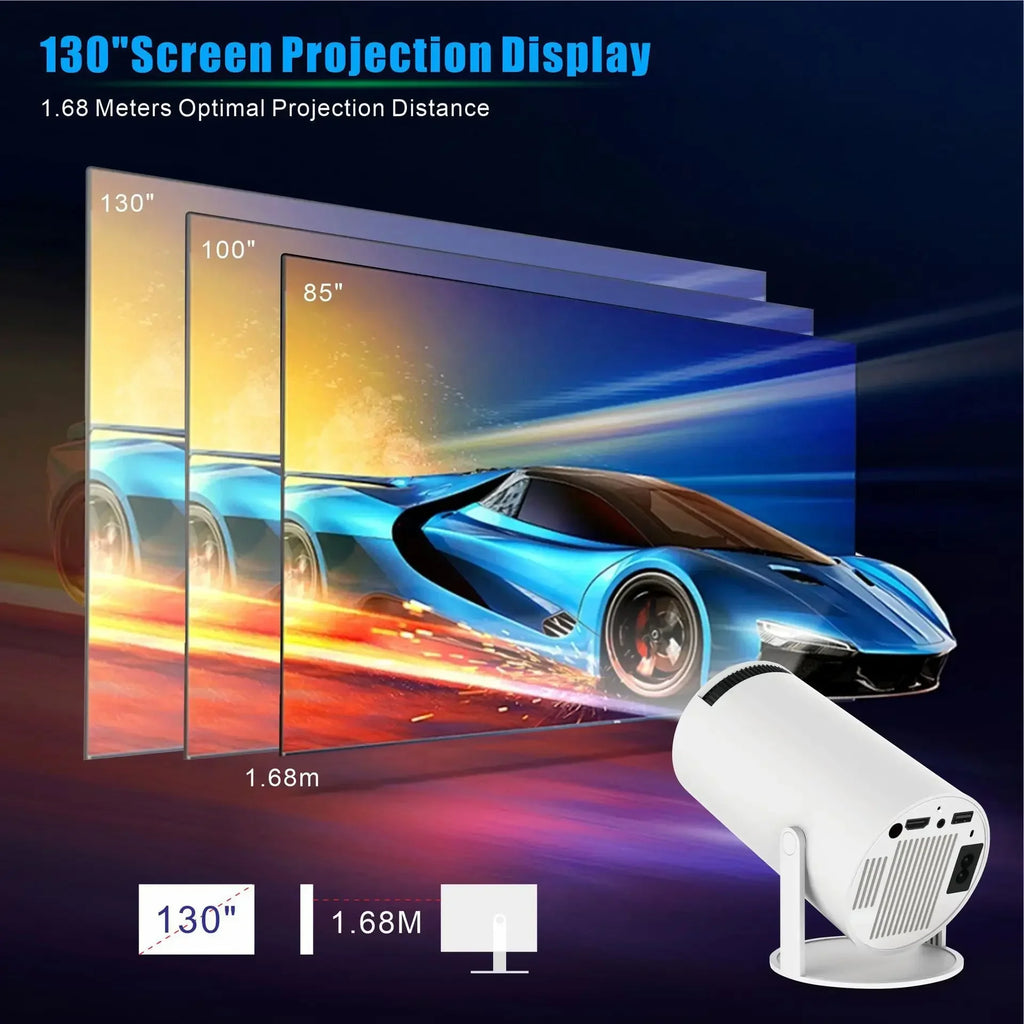 Mandy M300max Smart Gaming Portable Projector showing 130inch display screen